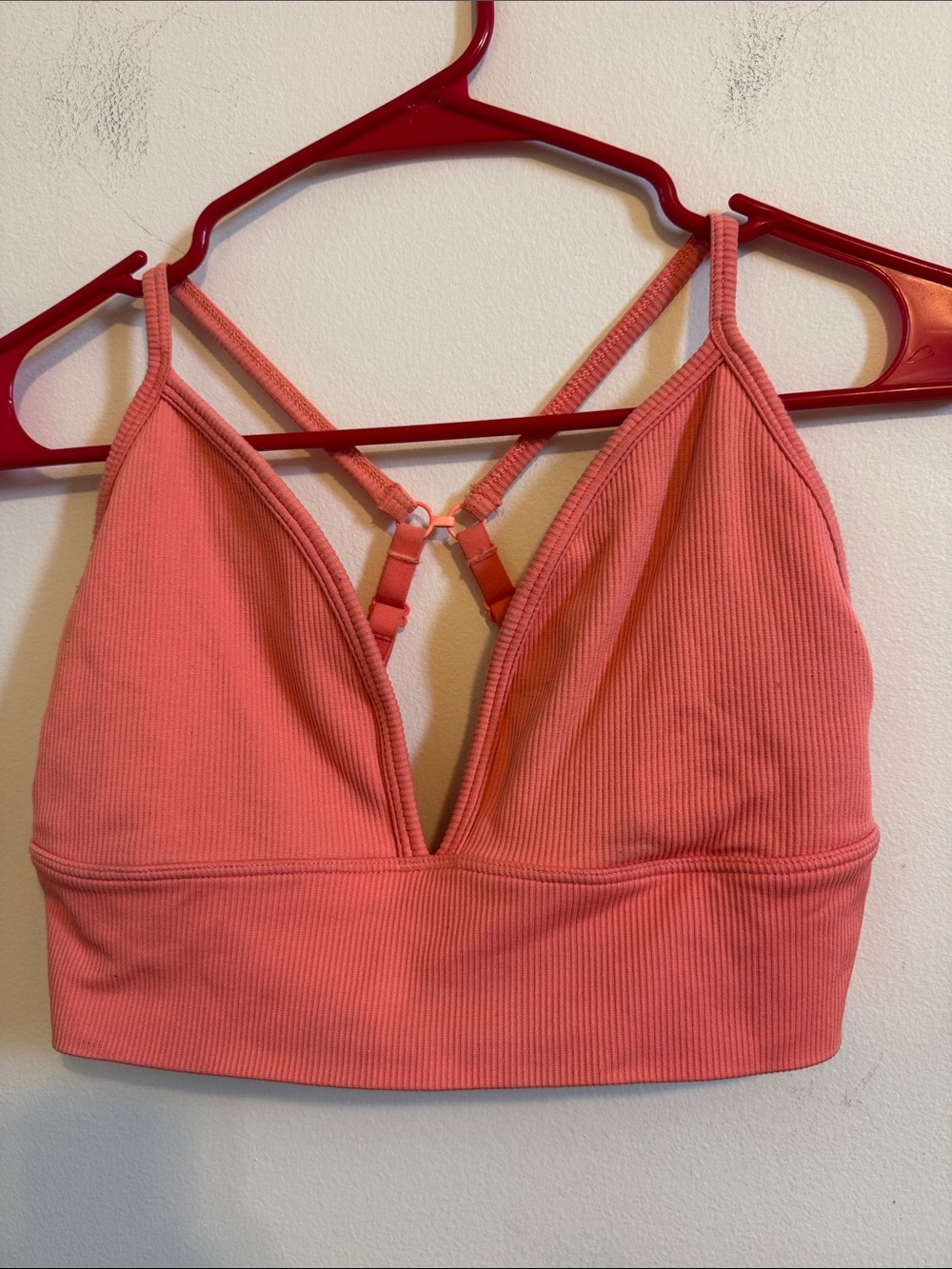 Athleta Coral Ribbed Plunge Bralette